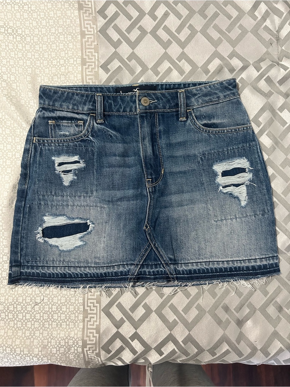 Hollister High-rise Distressed Denim Mini Skirt - Blue